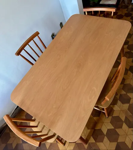 Conjunto de jantar 4 lugares mesa e cadeiras  137x80