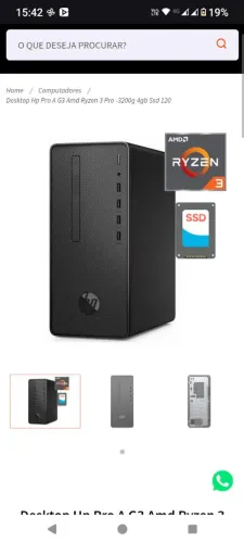 Computador Gamer Hp Ryzen 3400g + Vega 11 + 16g ddr 4 + Ssd 480g + wi-fi + windows 11