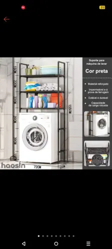 Suporte para máquina de lavar, preto, 3 níveis (Ainda na Caixa)