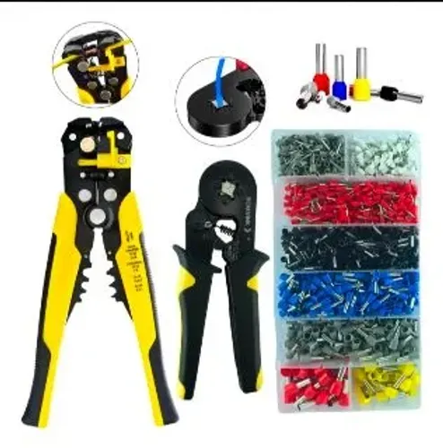 Kit Alicate Crimpar Descascador 1200 Terminais Ilhós Tubular