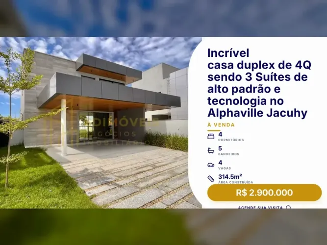 Jacuhy: Casa de luxo com design sofisticado e áreas de lazer completas!