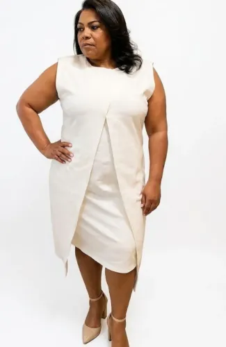Vestido sobreposição branco tamanho 54