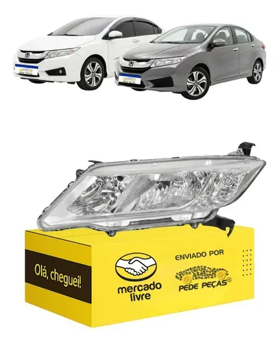 Farol Esquerdo Honda City 2015 2016 2017 Cromado Manual Esquerdo/motorista
