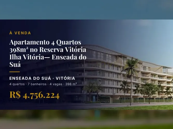 Incrível Apartamento de 4 Quartos na Enseada do Suá com Varanda Gourmet