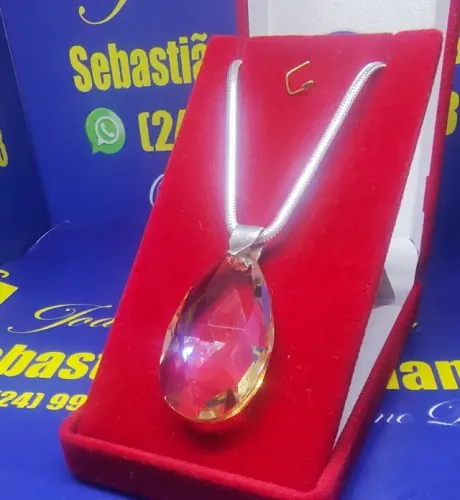 Colar com Pingente Colar Prata 925 Peso 4.20 Gramas 40 Cm x 2 mm e Pingente 40 mm x 22 mm
