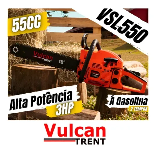 Motosserra Á Gasolina 2t 55cc 3,00hp Profissional Vulcan Laranja/preto. NA PROMOÇÃO !!!!!!