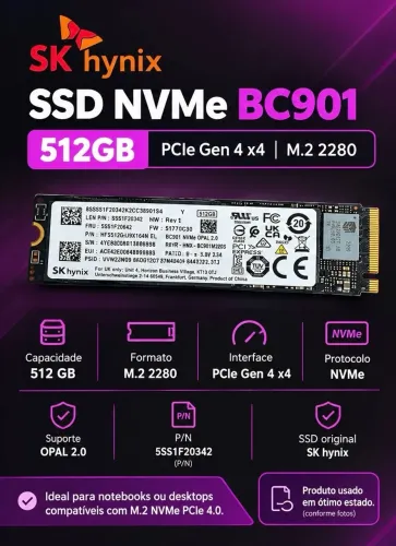 SSD NVMe SK hynix BC901 512GB PCIe 4.0 M.2