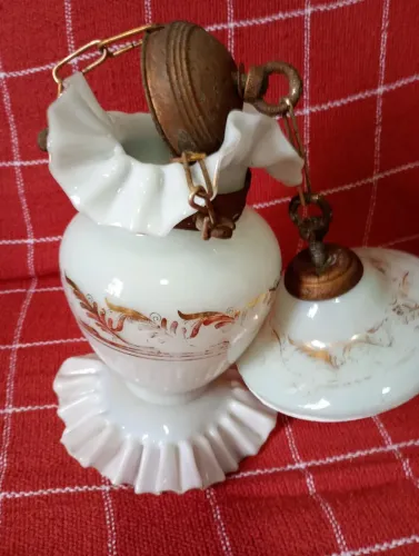 Luminária opalina antiga anos 50