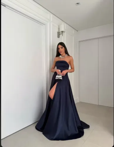 Vestido azul marinho ziberline glow