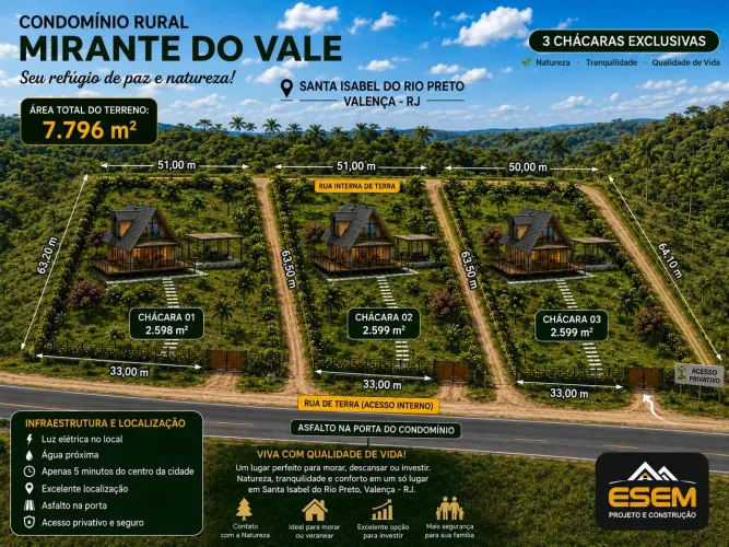 Condomínio rural 3 chácaras com chalé