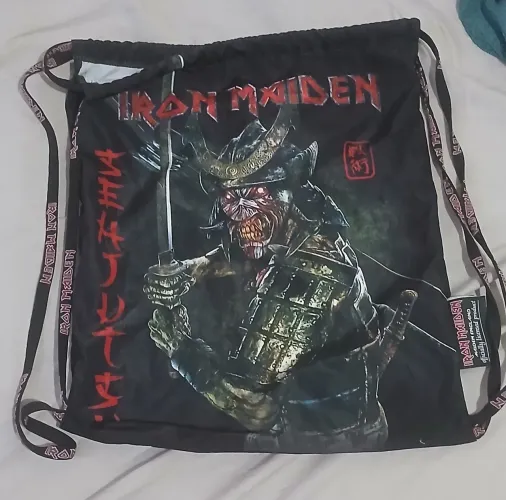 Mochila Gymsack Iron Maiden Oficial - Dupla Face Senjutsu