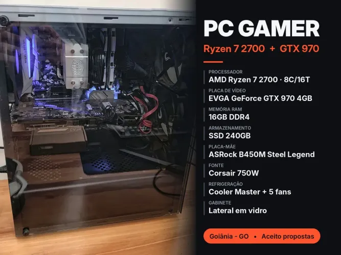 PC Gamer Ryzen 7 2700 + GTX 970 + 16GB DDR4 + SSD