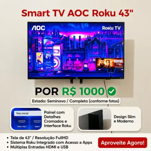 Smart TV 43" AOC ROKU FHD