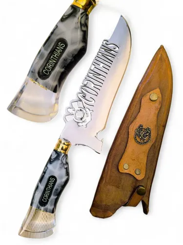 Faca para Churrasco Modelo ( Corinthians) lâmina inox 10p exclusivo com Bainha.
