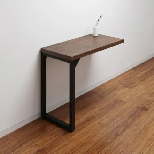Mesa Auxiliar 0,90m Pé Quadro Marsala Preto Compacta Resistente Escritório 25419