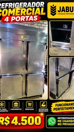 Refrigerador comercial Jabur 4 Portas em Inox