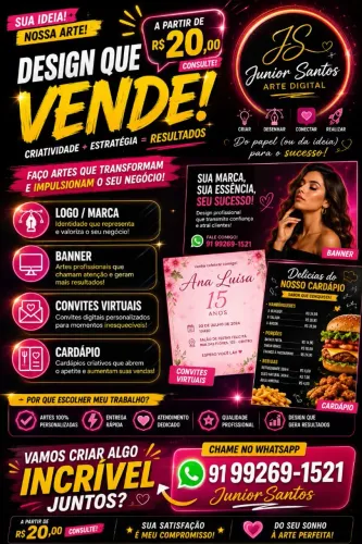 Artes digital banner logo marca convites cardápio 