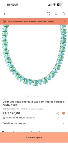 Colar Vivara Life Royal em Prata 925 com cristais e brinde caixa de som