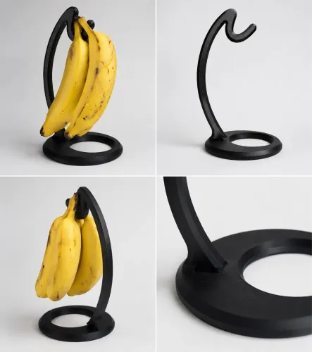 Porta Cacho de Banana Preto em Plástico Suporte