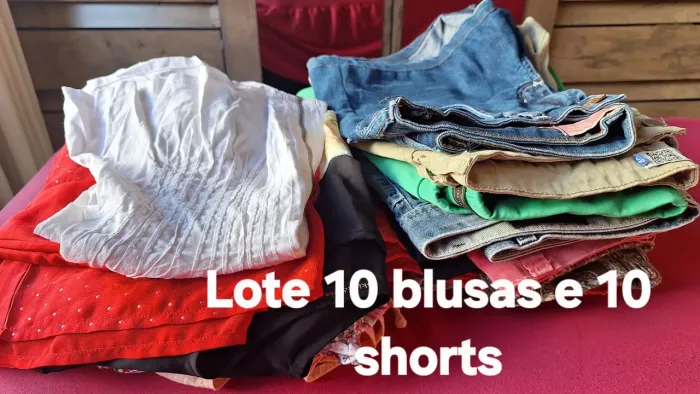 Lote 20 peças de blusas e Shorts