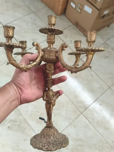 Candelabro Antigo Em Metal Maciço 5 Velas - Músico Trovador