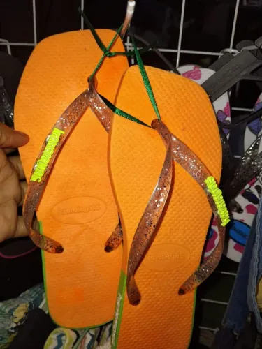 Chinelo Havaianas Slim glitter laranja