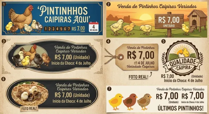 Venda de pintinhos caipira variados