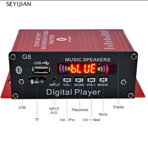 SEY G8 Carro 12V 200W 2 Canais Amplificador De Potência Digital Estéreo