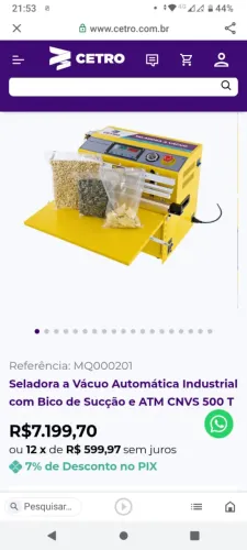 Seladora a vácuo automática industrial com bico de sucção e ATM 