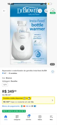 Aquecedor e esterilizador de mamadeira