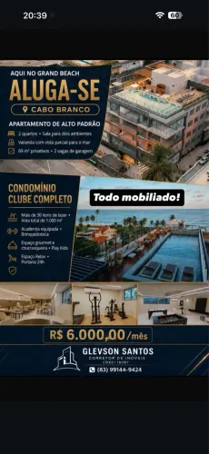 Alugo apartamento à beira mar de cabo Branco