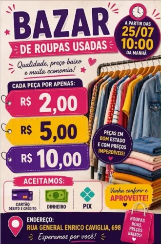 Bazar de roupa a partir de 2,00