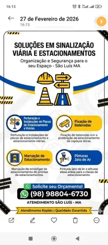 Perfuração, placas e sinalização 