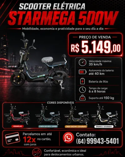 SCOOTER ELÉTRICA STARMEGA 500W