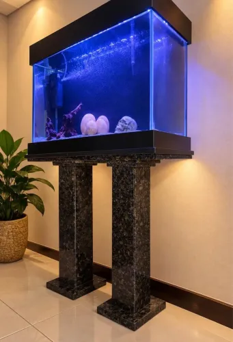 Aquário 103 Litros Completo com Móvel Pedestal de Granito + Acessórios 
