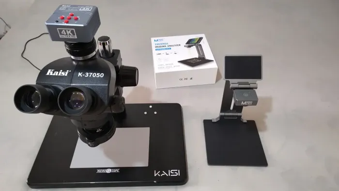 Microscópio trinocular câmera 4k, e câmera térmica