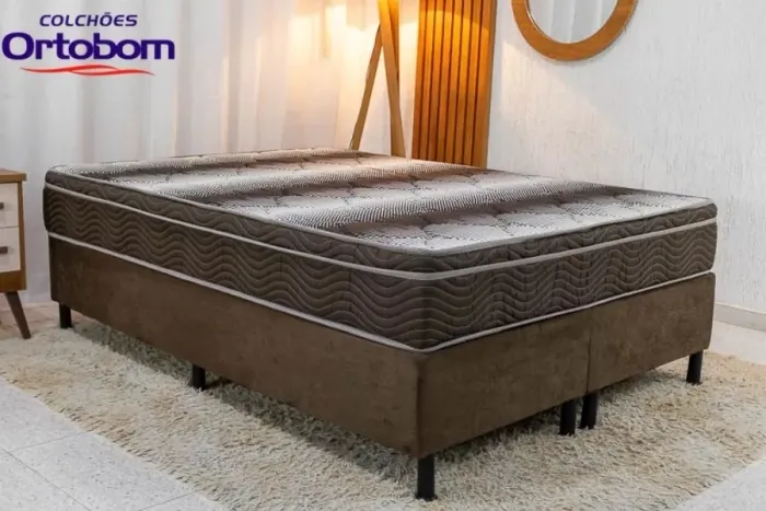 Box Casal Bipartida + Colchão Casal Ortopédico Light Ortobom