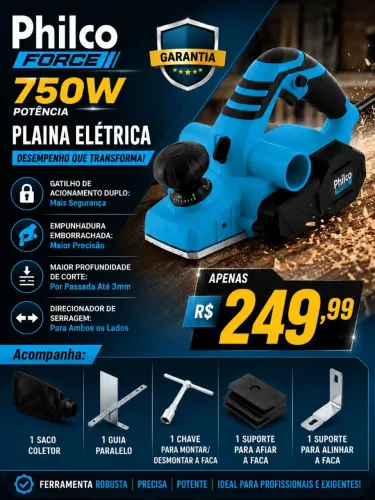 Plaina Elétrica Philco Force 750w Potência LACRADO