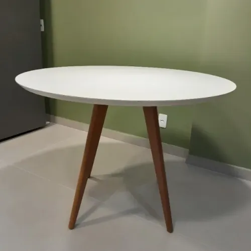 Mesa Square Redonda Tampo Branco - 108cm