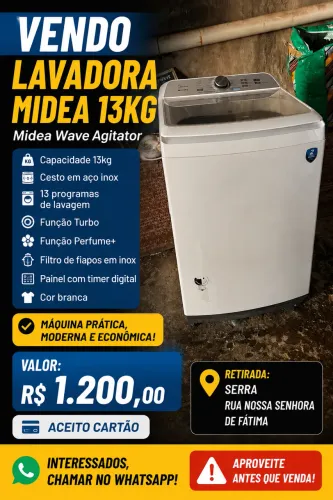 Vendo máquina de lavar mindea 13kl inox