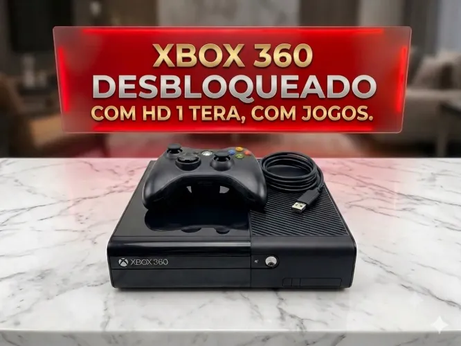 Xbox 360 superslim, com muitos jogos, HD 1 TERA. Parcelo no cartão. Leia a descrição.