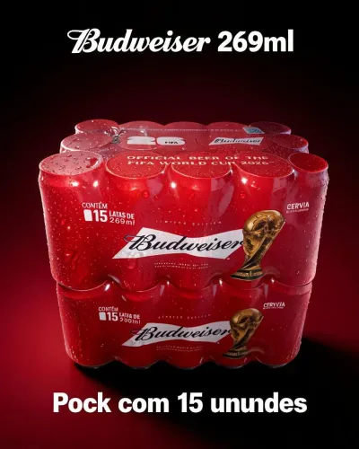 PROMOCÃOBudweiser 269ml lata caixinha com 15 unidades narural