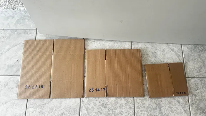Caixas de papelão onda dupla tamanhos 22x22x18; 25x14x17 e 16x10x10