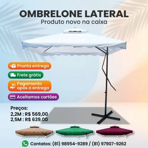 Guarda sol umbrelone 2.5m ou 2.2m vinho ,branco marrom e verde