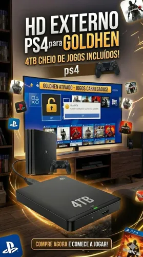HD Externo 4TB para PS4 Desbloqueado Lotado de Jogos