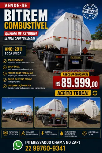 Bitrem boca unica 46 mil litros