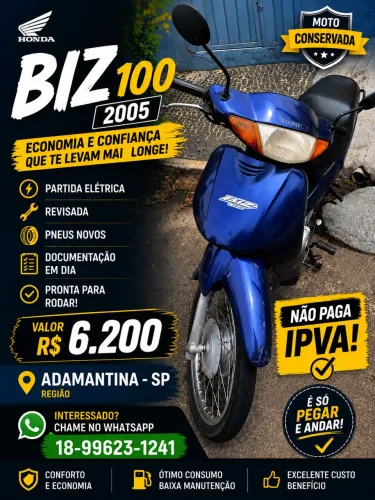 HONDA BIZ 100ES - PERFEITO ESTADO DE CONSERVAÇÃO-PARTIDA ELÉTRICA