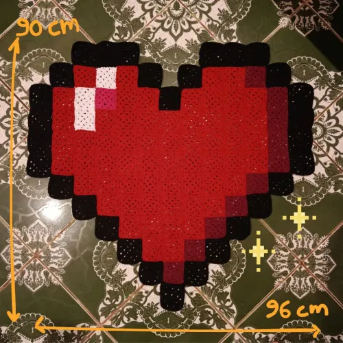 Tapete de crochê coração pixel