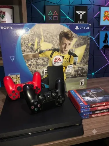 Playstation 4 Slim c/ 2 Controles original + HD de 2 TB + 8 JOGOS