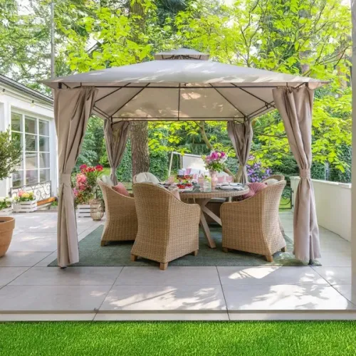 Gazebo Aço e Poliéster com Cortina Taupe 300x400cm Oxis Naterial